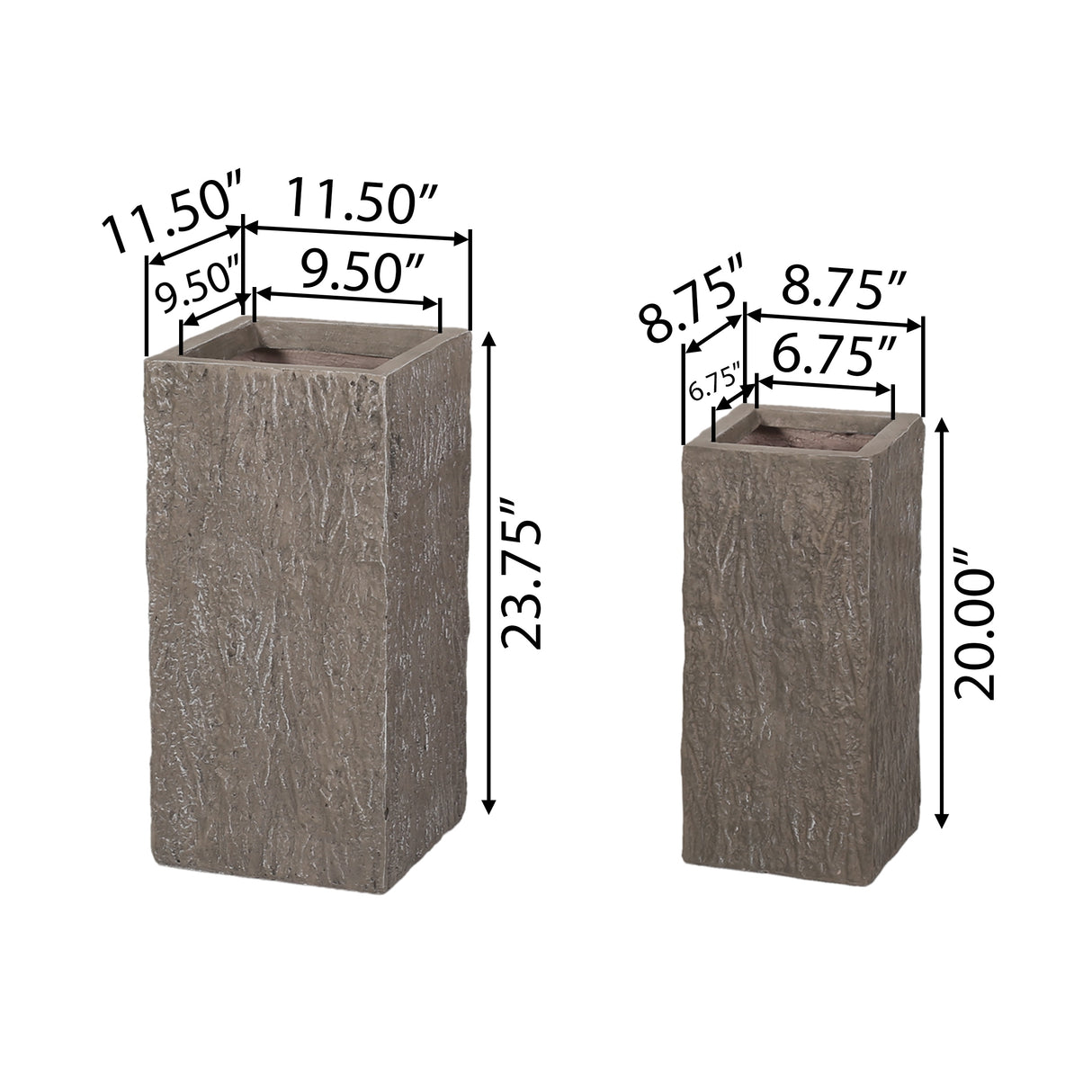 Littell Outdoor Medium and Small Cast Stone Planters (Set of 2) by Christopher Knight Home