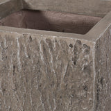 Littell Outdoor Medium and Small Cast Stone Planters (Set of 2) by Christopher Knight Home