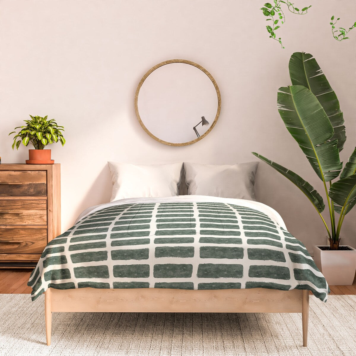 Little Arrow Design Co Block Print Tile Olive Made To Order Full Comforter Set