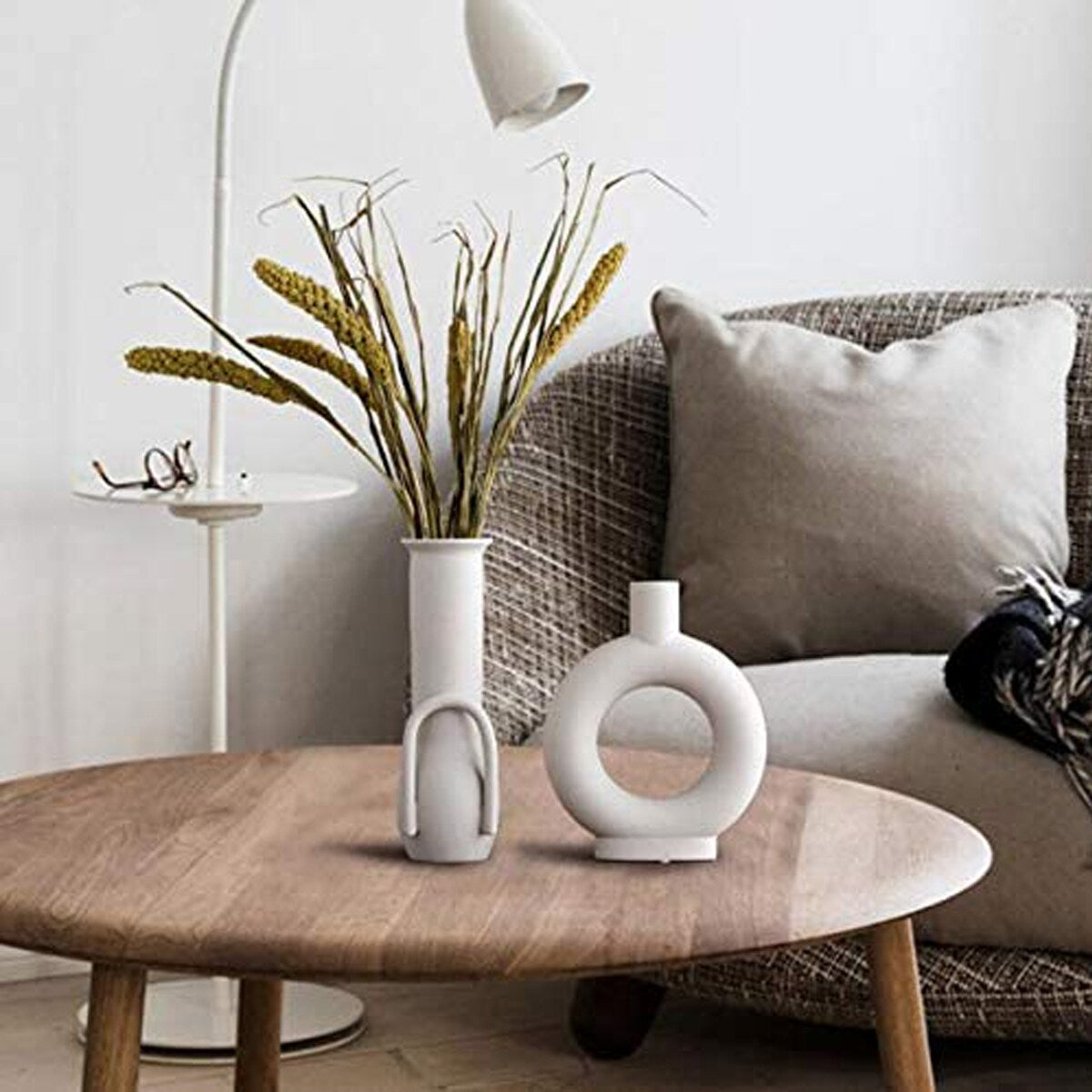 Little Gray Ceramic Modern Arts Vases Minimalist Abstraction Flowers Vase Decoration