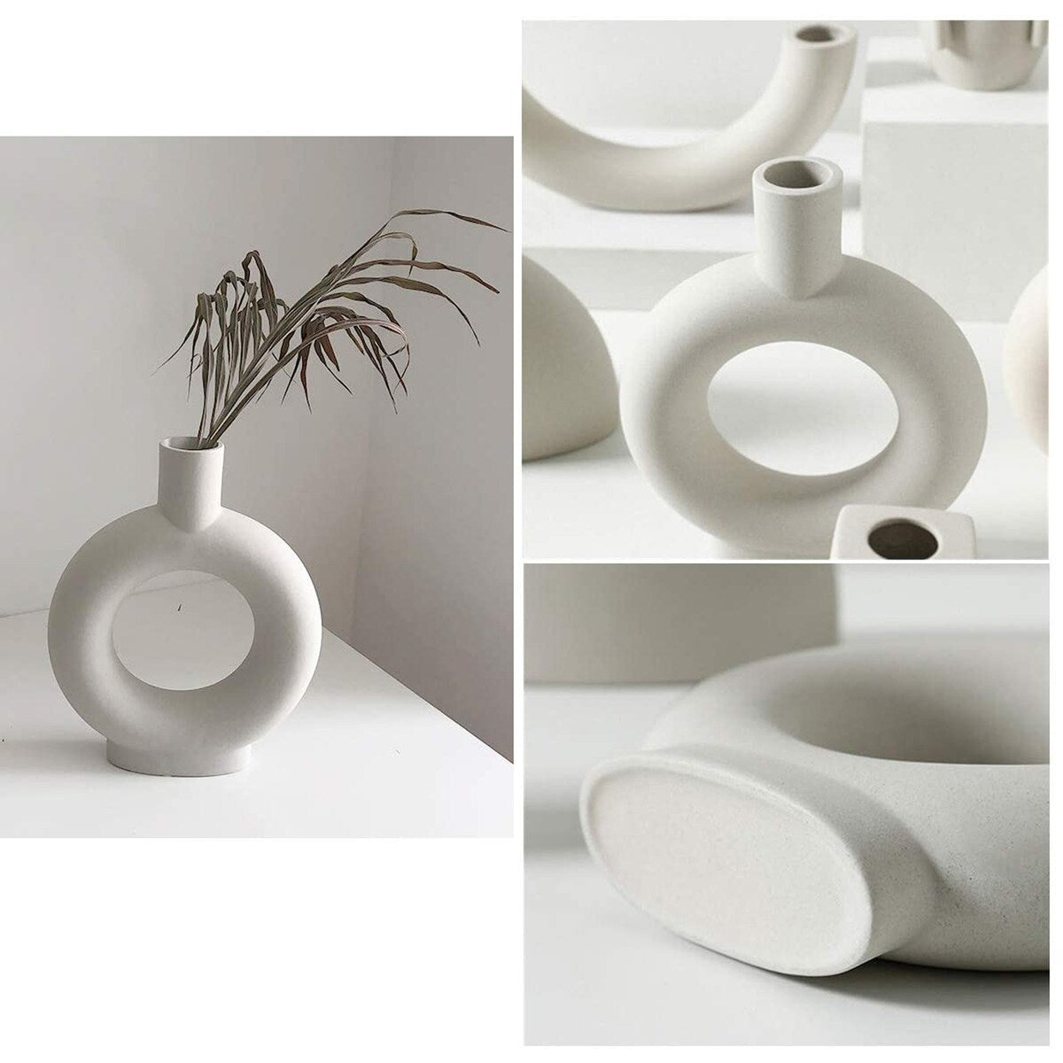 Little Gray Ceramic Modern Arts Vases Minimalist Abstraction Flowers Vase Decoration