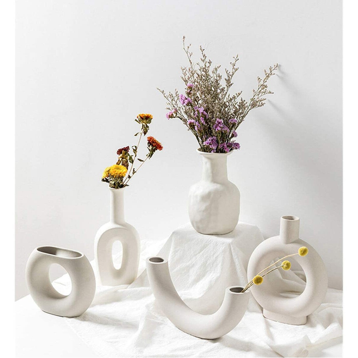 Little Gray Ceramic Modern Arts Vases Minimalist Abstraction Flowers Vase Decoration