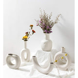 Little Gray Ceramic Modern Arts Vases Minimalist Abstraction Flowers Vase Decoration