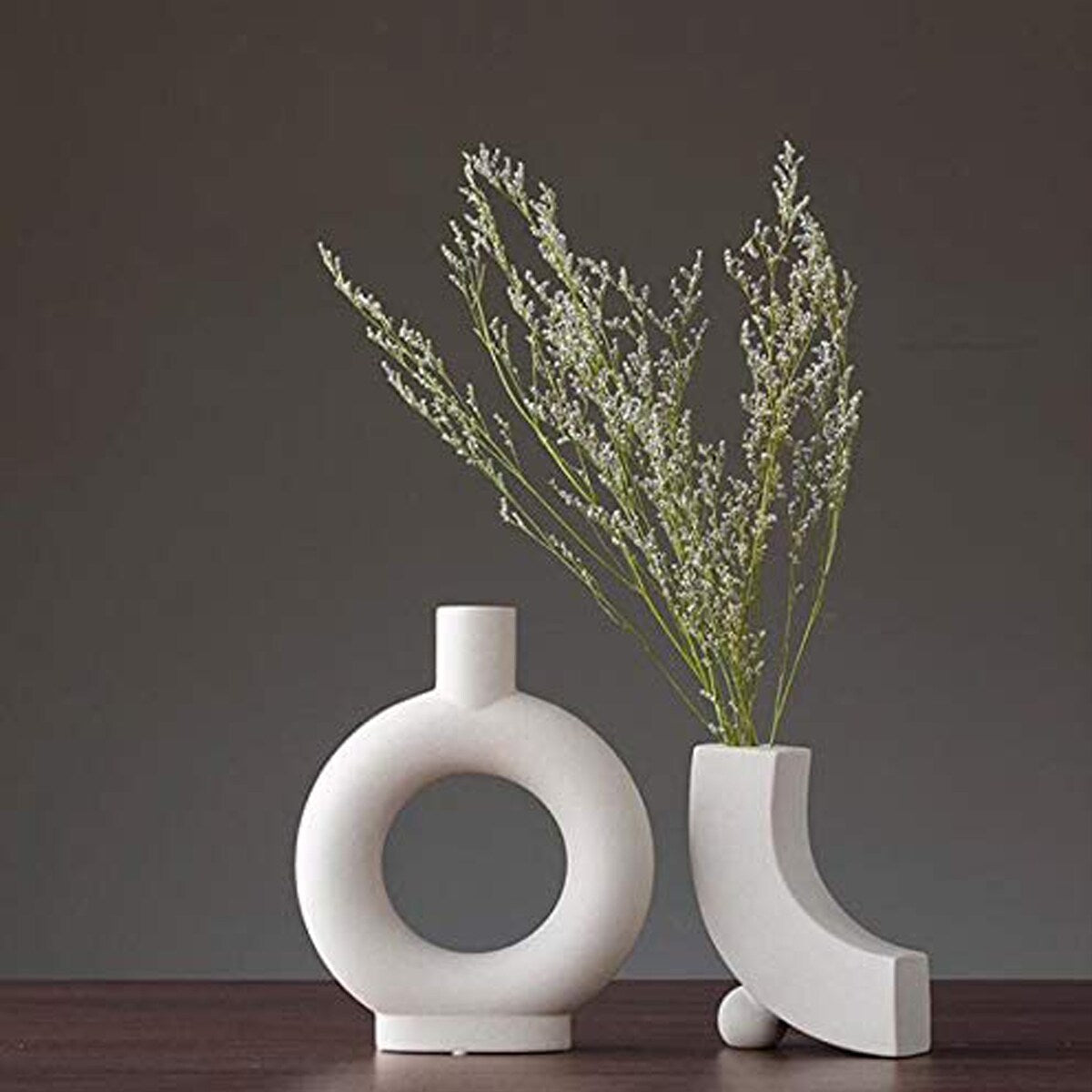 Little Gray Ceramic Modern Arts Vases Minimalist Abstraction Flowers Vase Decoration