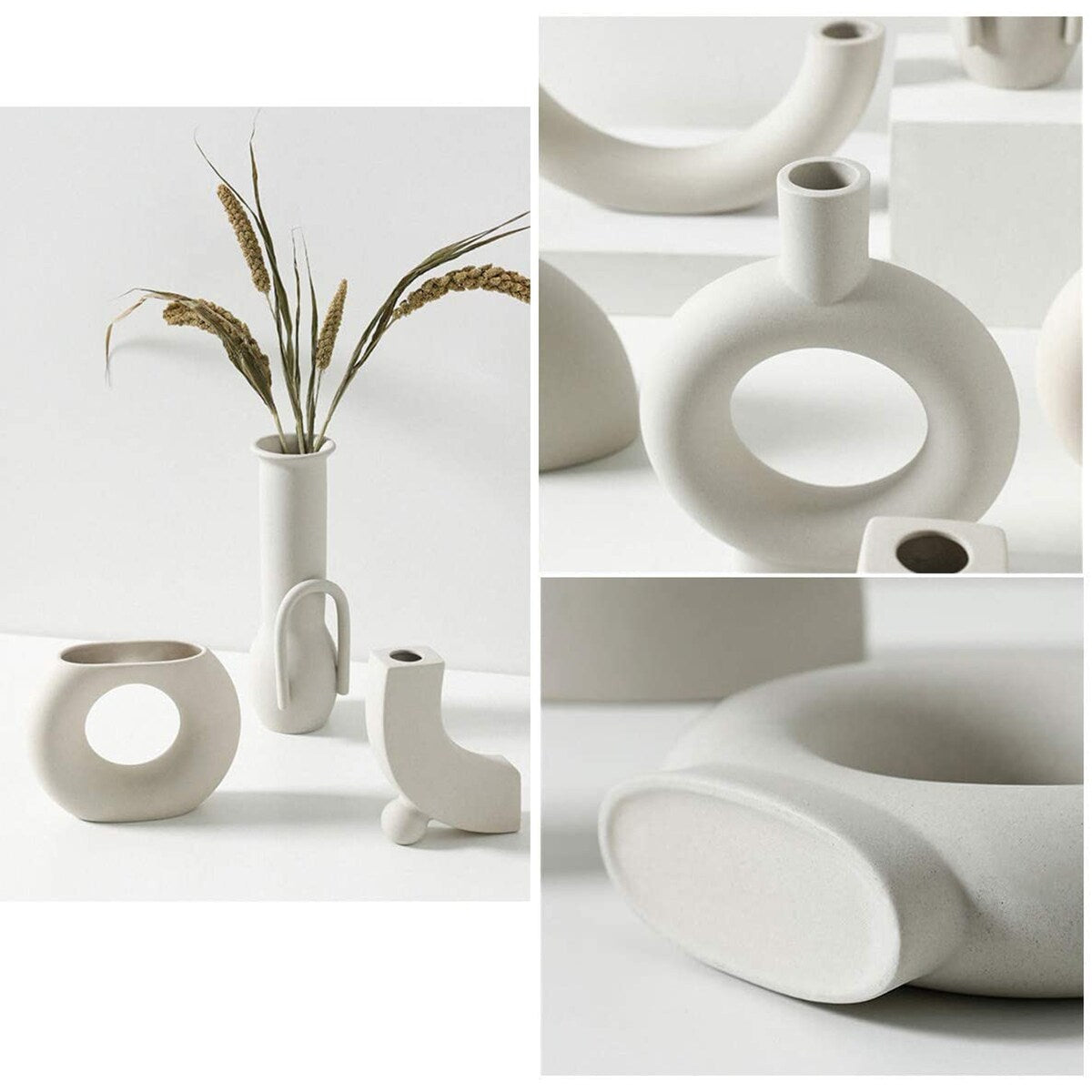 Little Gray Ceramic Modern Arts Vases Minimalist Abstraction Flowers Vase Decoration