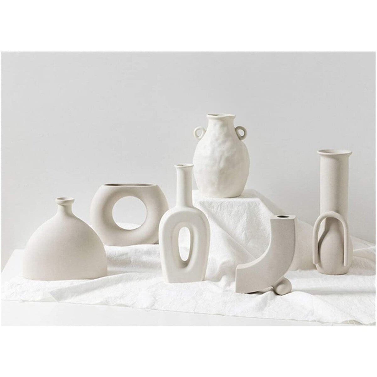 Little Gray Ceramic Modern Arts Vases Minimalist Abstraction Flowers Vase Decoration