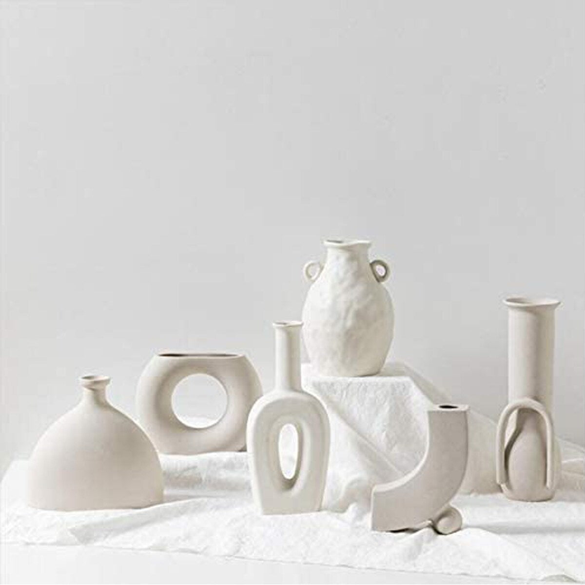 Little Gray Ceramic Modern Arts Vases Minimalist Abstraction Flowers Vase Decoration