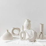 Little Gray Ceramic Modern Arts Vases Minimalist Abstraction Flowers Vase Decoration