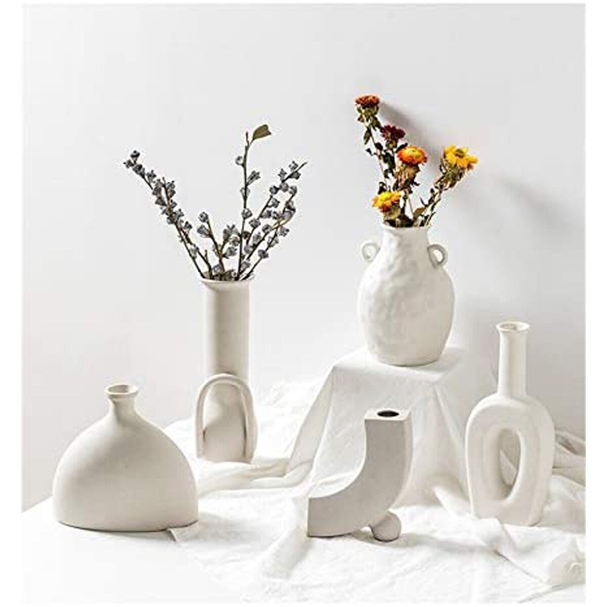 Little Gray Ceramic Modern Arts Vases Minimalist Abstraction Flowers Vase Decoration