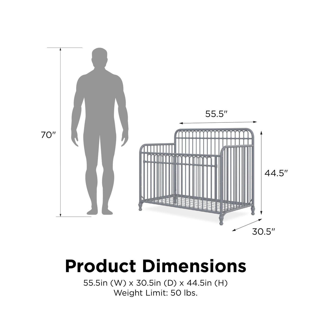 Little Seeds Ivy 3-in-1 Convertible Metal Crib