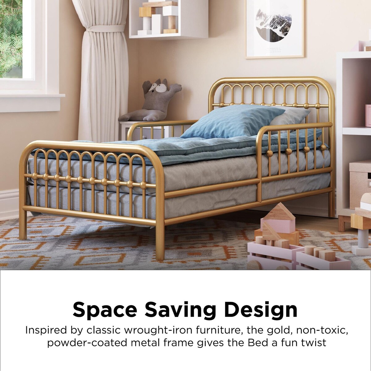 Little Seeds Monarch Hill Ivy Metal Toddler Bed with Safety 1st Heavenly Dreams Baby & Toddler Mattress