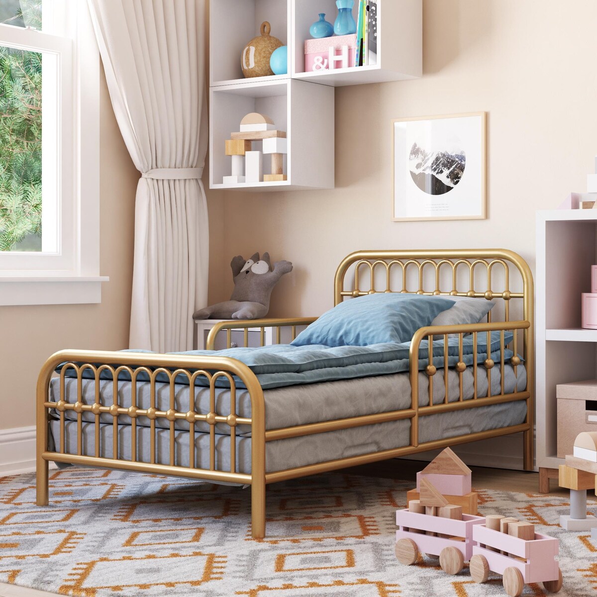 Little Seeds Monarch Hill Ivy Metal Toddler Bed with Safety 1st Heavenly Dreams Baby & Toddler Mattress