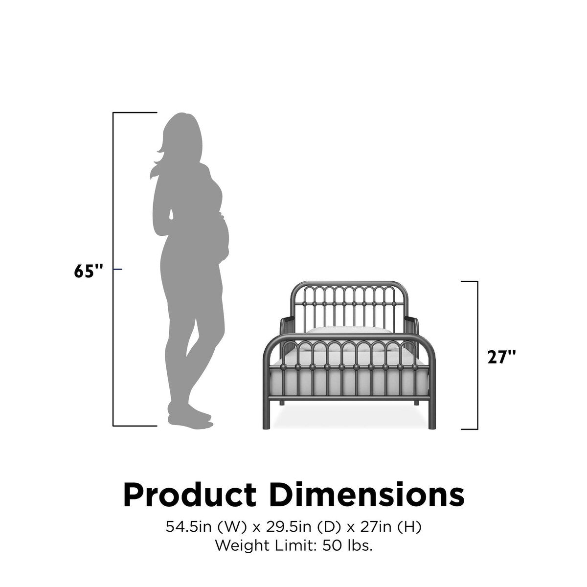 Little Seeds Monarch Hill Ivy Metal Toddler Bed with Safety 1st Heavenly Dreams Baby & Toddler Mattress