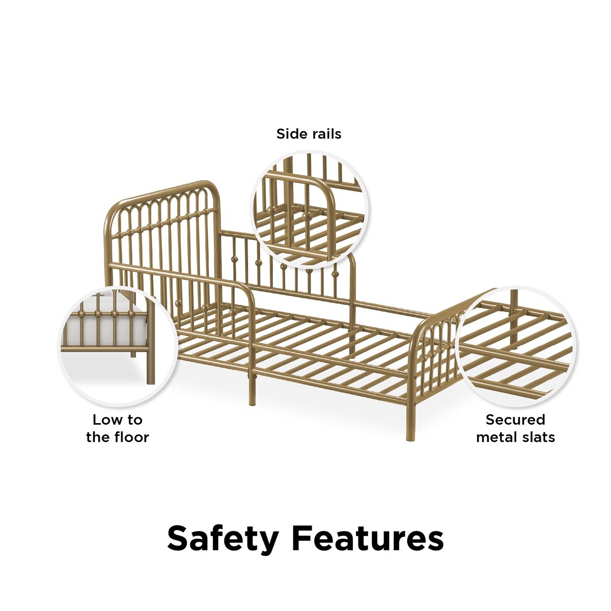 Little Seeds Monarch Hill Ivy Metal Toddler Bed with Safety 1st Heavenly Dreams Baby & Toddler Mattress