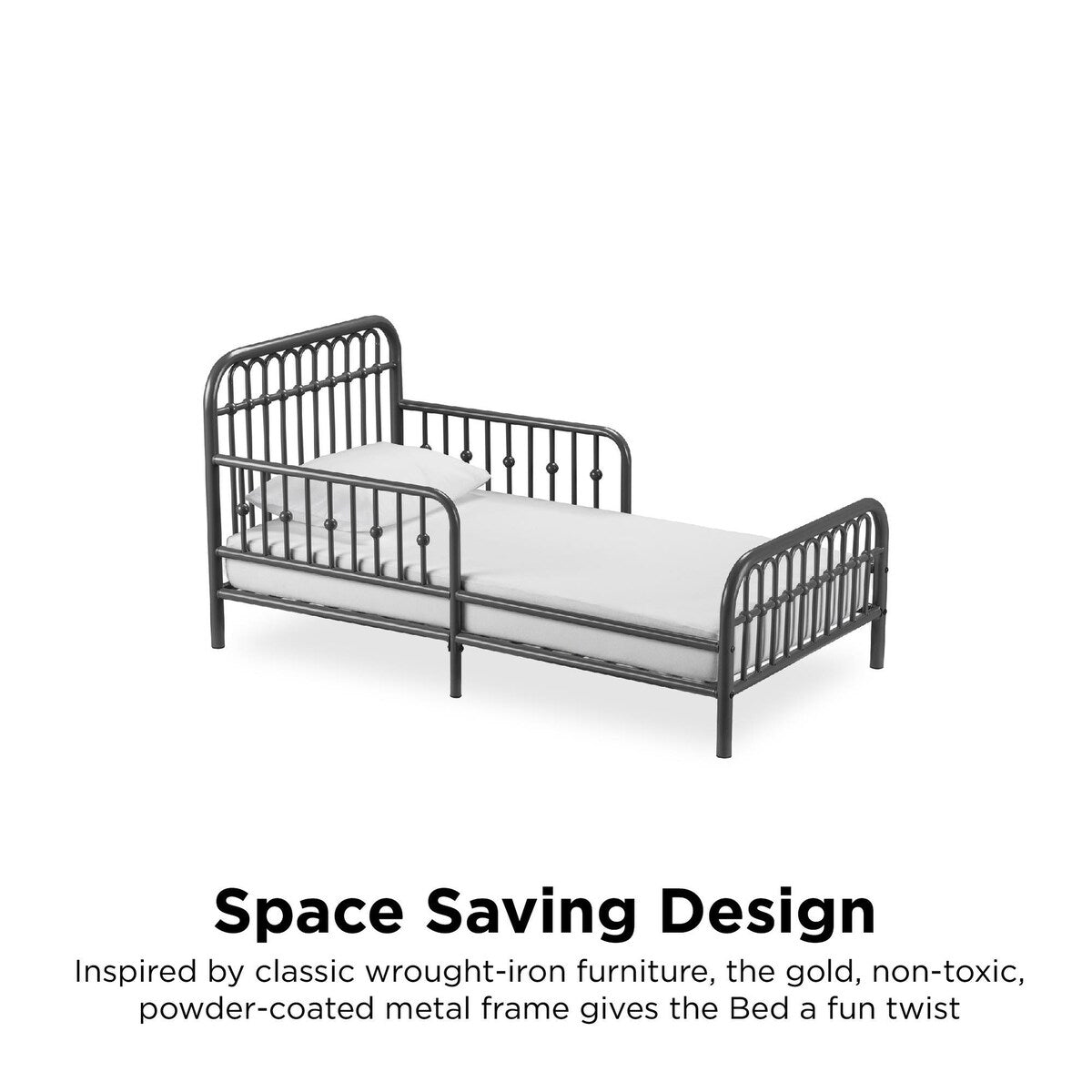 Little Seeds Monarch Hill Ivy Metal Toddler Bed with Safety 1st Heavenly Dreams Baby & Toddler Mattress