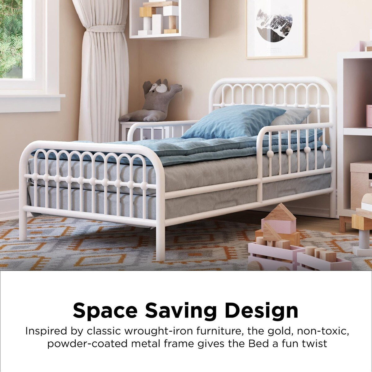 Little Seeds Monarch Hill Ivy Metal Toddler Bed with Safety 1st Heavenly Dreams Baby & Toddler Mattress