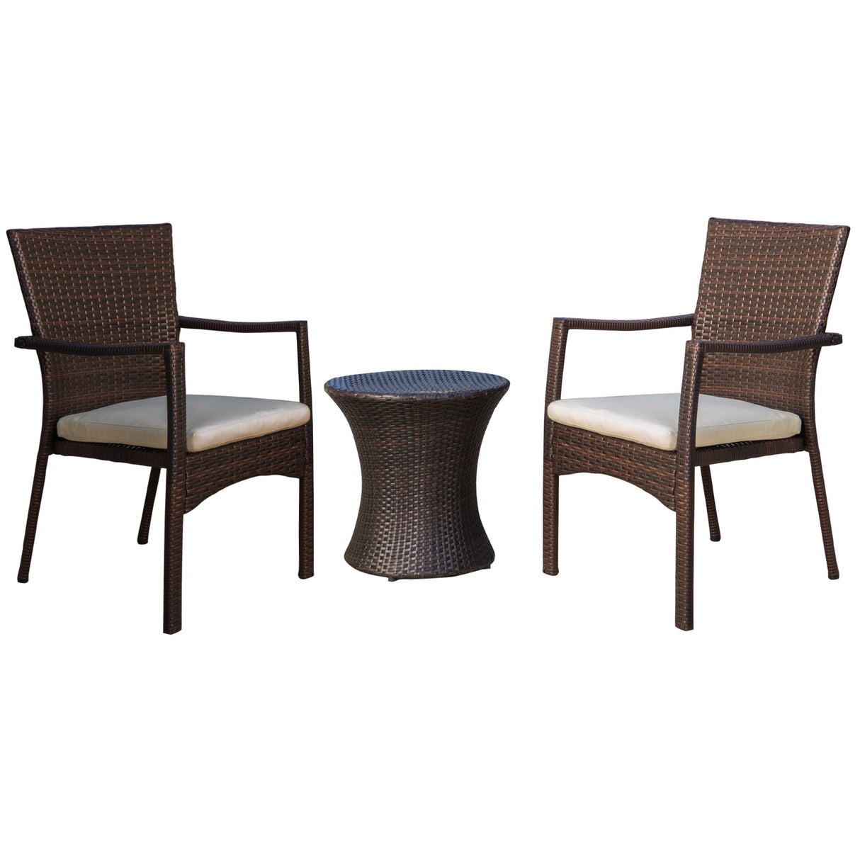 Christopher Knight Home Littleton Outdoor 3-Piece Wicker Stacking Chair Chat Set - N/A