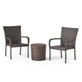 Christopher Knight Home Littleton Outdoor 3-Piece Wicker Stacking Chair Chat Set - N/A
