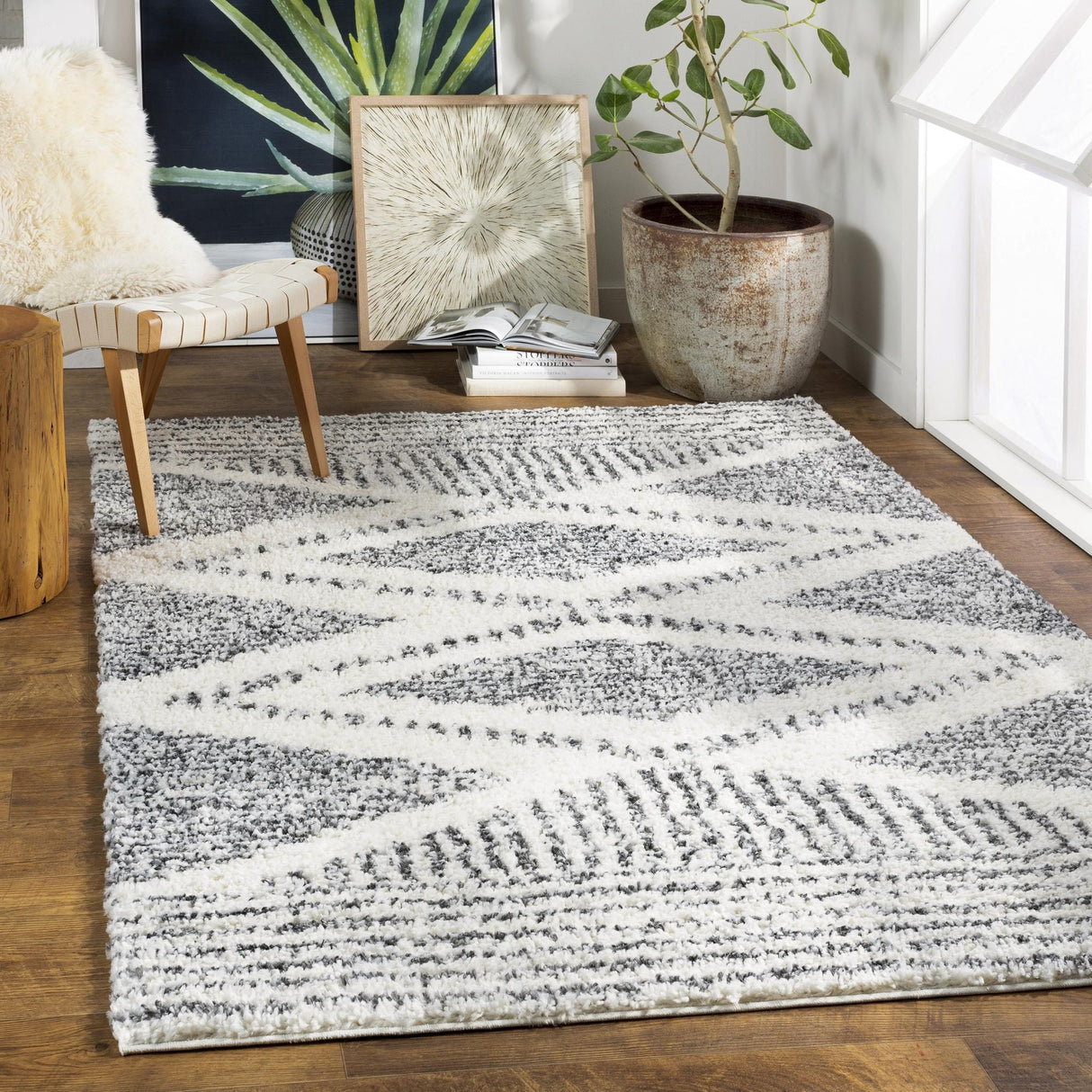 Livabliss Deluxe Shag Moroccan Tribal Area Rug