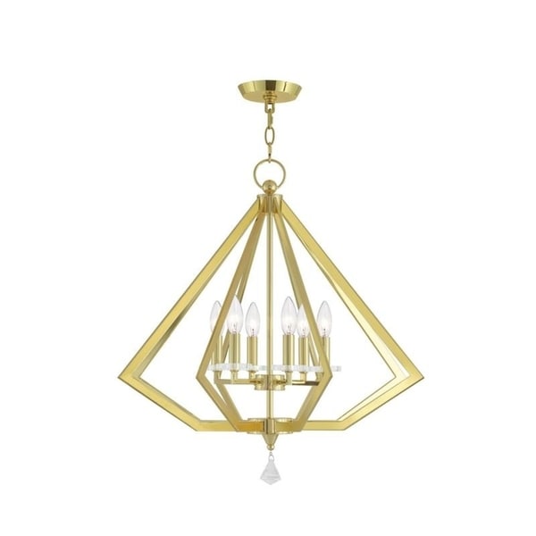 Livex Lighting Diamond-shape 6-light Polished Brass Indoor Chandelier