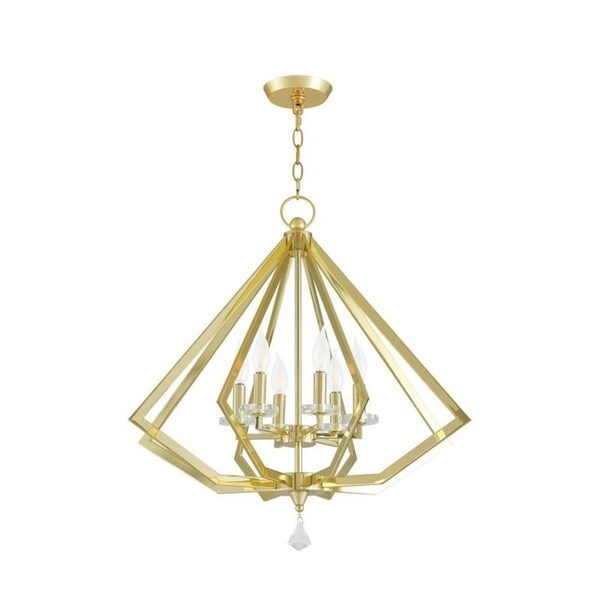 Livex Lighting Diamond-shape 6-light Polished Brass Indoor Chandelier