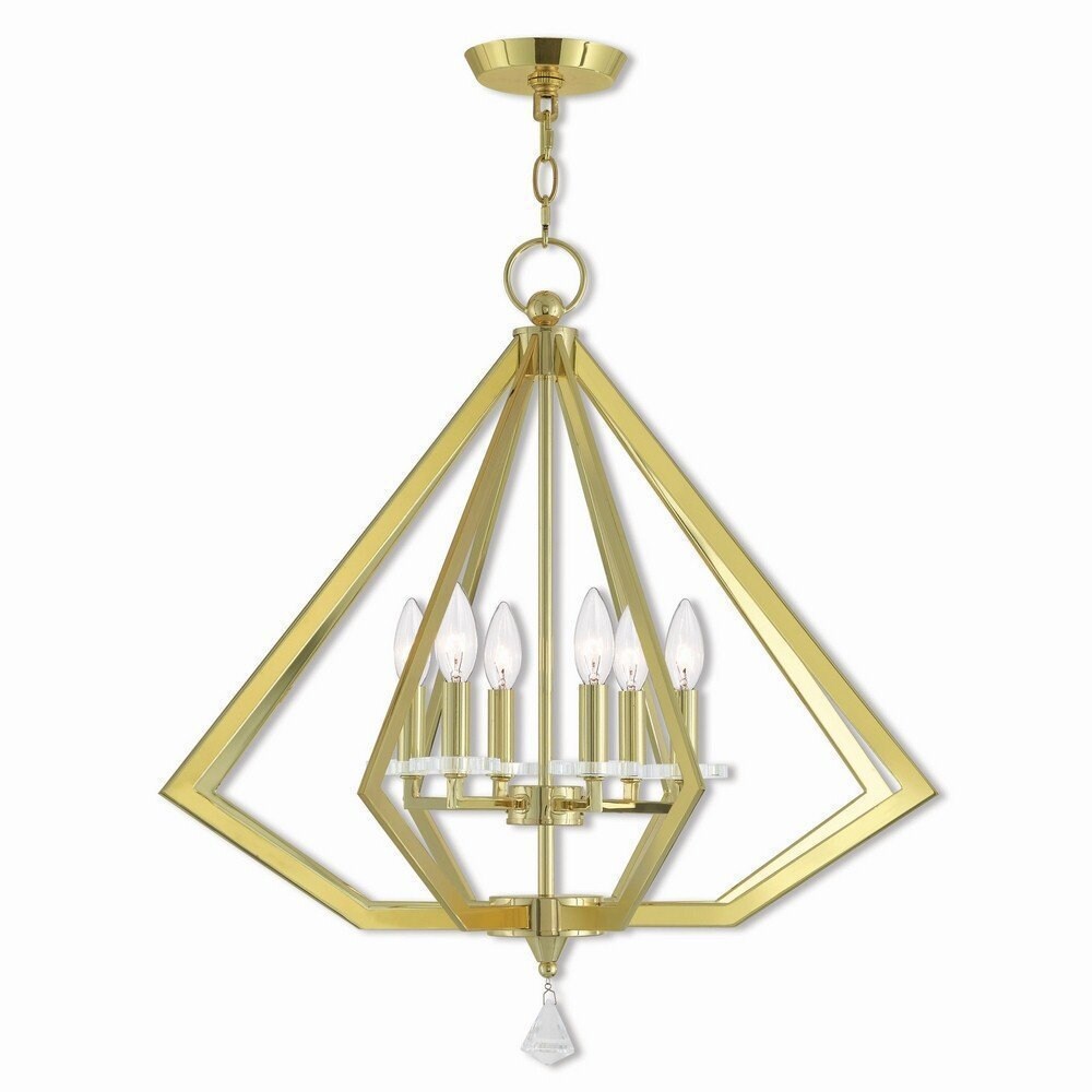 Livex Lighting Diamond-shape 6-light Polished Brass Indoor Chandelier