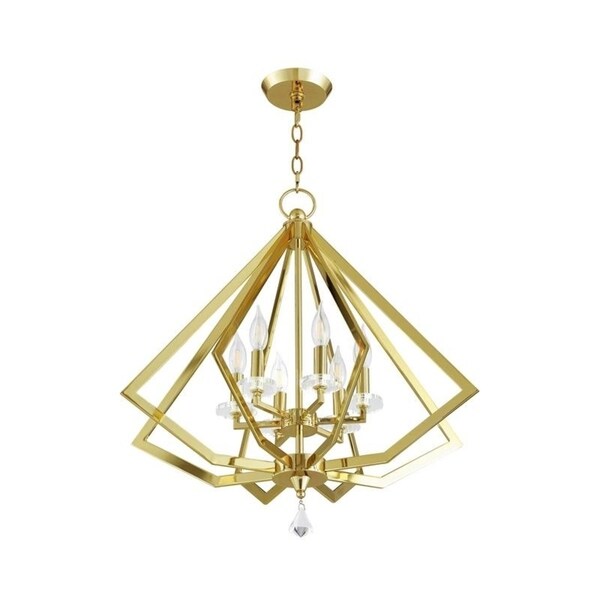 Livex Lighting Diamond-shape 6-light Polished Brass Indoor Chandelier