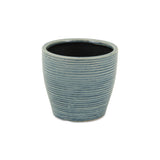 Livia Blue Ceramic Rippled Pot