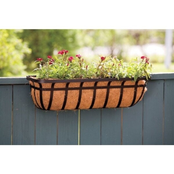 Living Accents Black Steel Deck Planter - 8" D x 30" W x 9" H