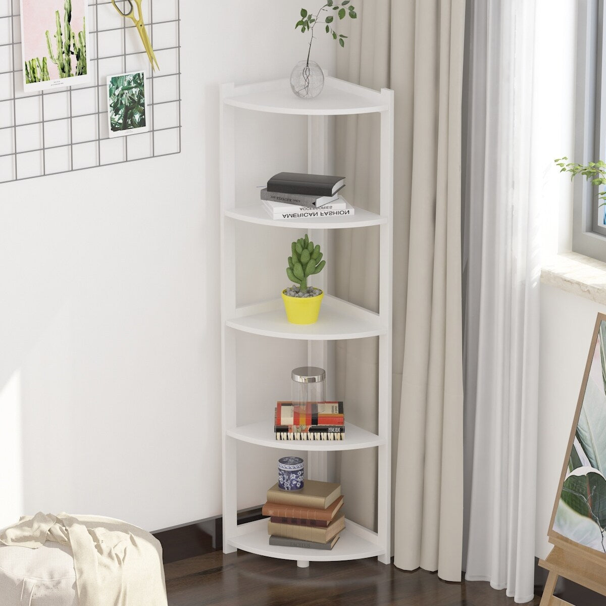 Corner Bookshelves Bookcase Shelves Storage Rack Bookshelf