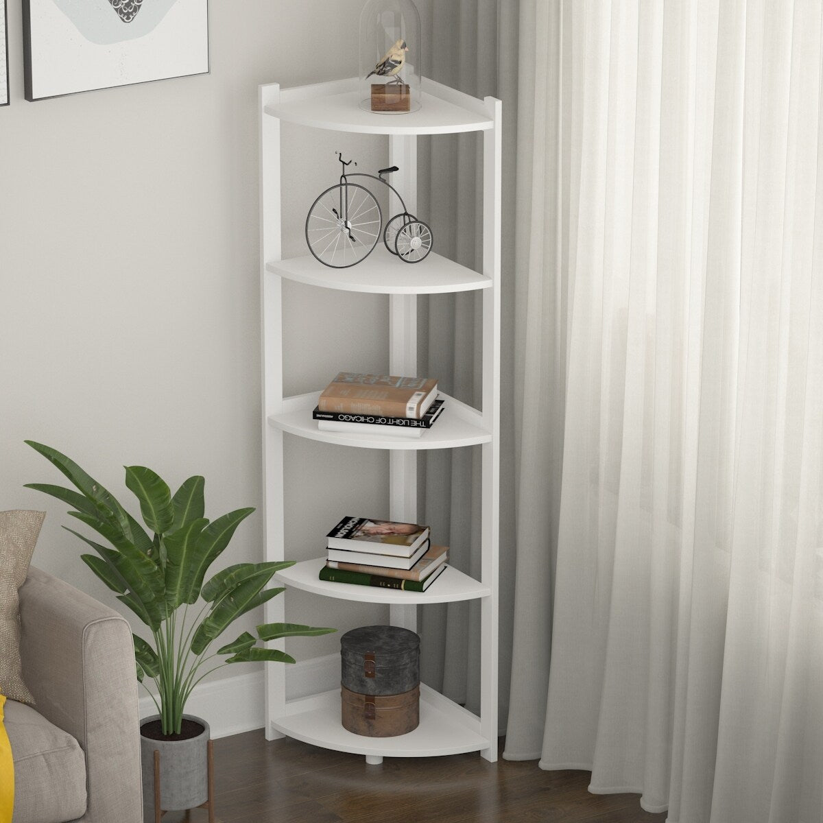 Corner Bookshelves Bookcase Shelves Storage Rack Bookshelf