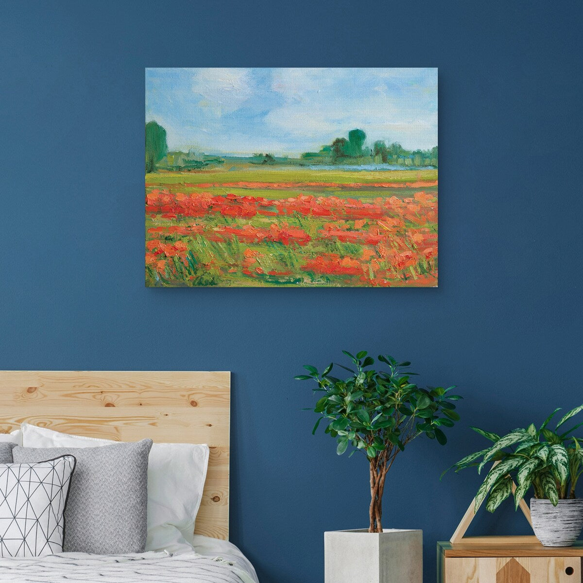 Living Coral Poppy Field by Alexi Fine Canvas Art Print