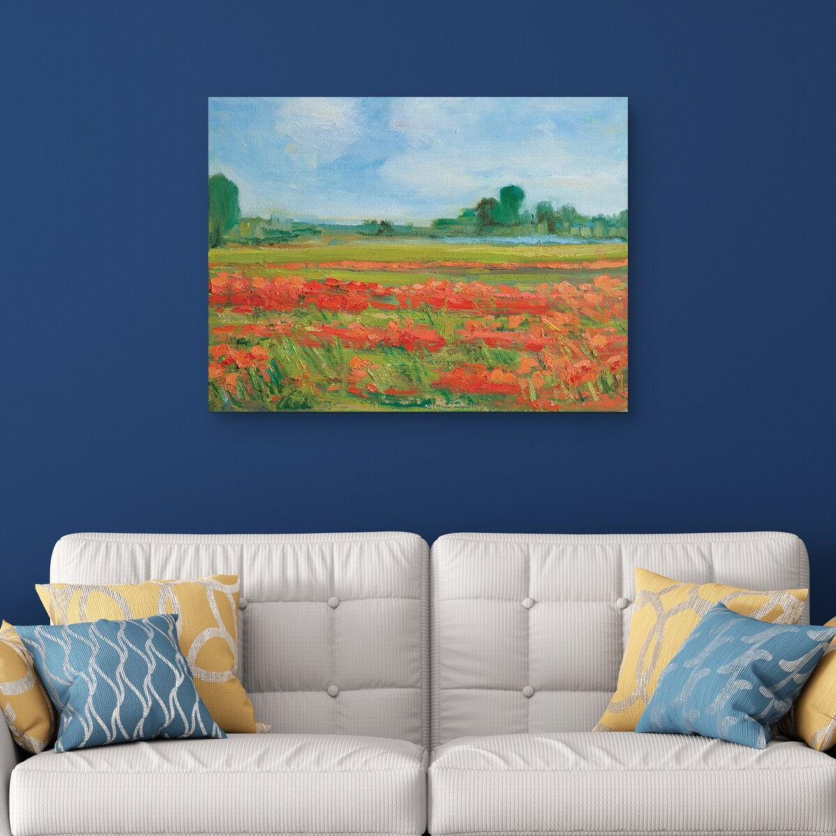 Living Coral Poppy Field by Alexi Fine Canvas Art Print