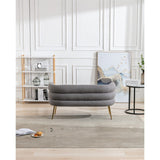 Living Room Accent Chair Breathable Plush Touch Fabric Lounge Chair & Tufted Cushions Arm Chairs with Stainless Steel Legs