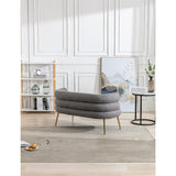 Living Room Accent Chair Breathable Plush Touch Fabric Lounge Chair & Tufted Cushions Arm Chairs with Stainless Steel Legs