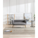 Living Room Accent Chair Breathable Plush Touch Fabric Lounge Chair & Tufted Cushions Arm Chairs with Stainless Steel Legs