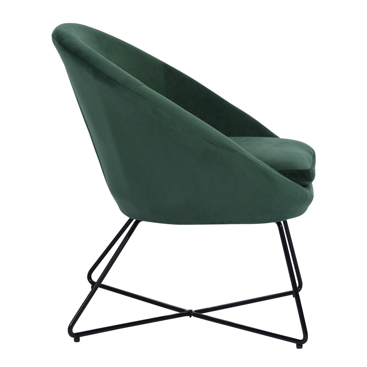 Living Room Accent Chair Fashion Velvet Fabric Upholstery Armchair & Rounded Seat with X Shape Iron Frame Legs