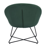 Living Room Accent Chair Fashion Velvet Fabric Upholstery Armchair & Rounded Seat with X Shape Iron Frame Legs