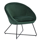 Living Room Accent Chair Fashion Velvet Fabric Upholstery Armchair & Rounded Seat with X Shape Iron Frame Legs