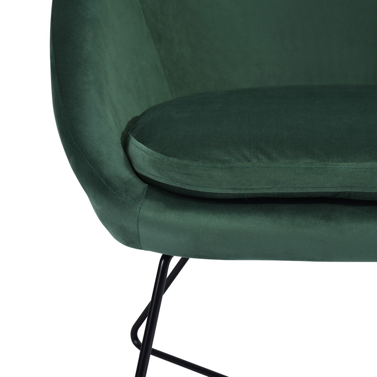 Living Room Accent Chair Fashion Velvet Fabric Upholstery Armchair & Rounded Seat with X Shape Iron Frame Legs