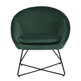Living Room Accent Chair Fashion Velvet Fabric Upholstery Armchair & Rounded Seat with X Shape Iron Frame Legs