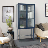 Living Room Display Cabinet with 2 Glass Doors with Adjustable Shelves
