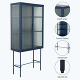 Living Room Display Cabinet with 2 Glass Doors with Adjustable Shelves