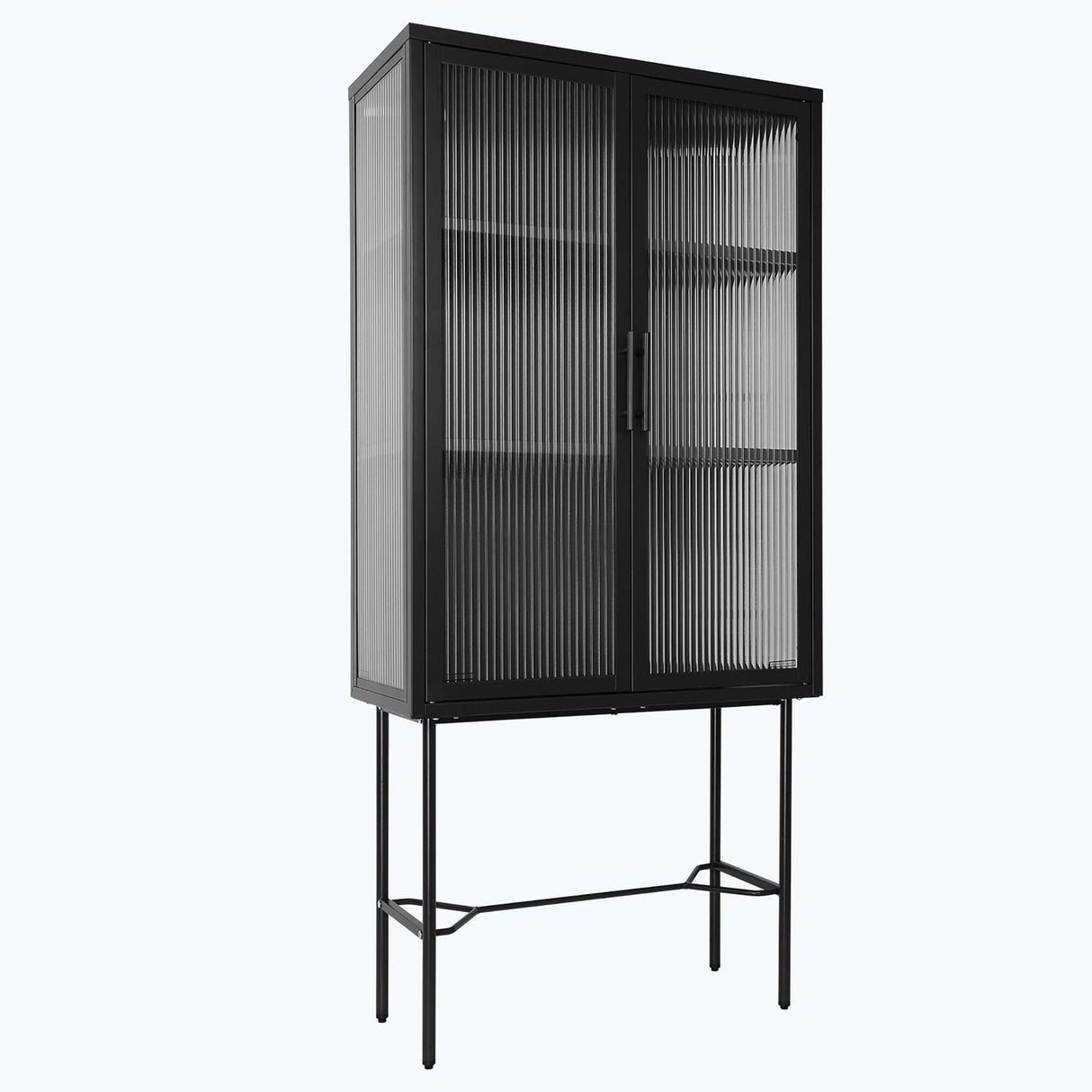 Living Room Display Cabinet with 2 Glass Doors with Adjustable Shelves