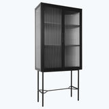 Living Room Display Cabinet with 2 Glass Doors with Adjustable Shelves