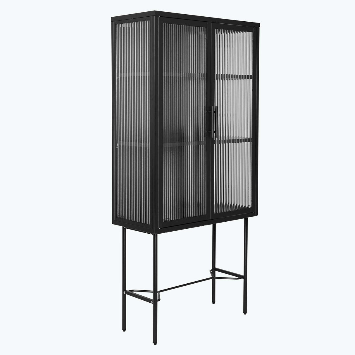 Living Room Display Cabinet with 2 Glass Doors with Adjustable Shelves
