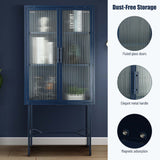 Living Room Display Cabinet with 2 Glass Doors with Adjustable Shelves