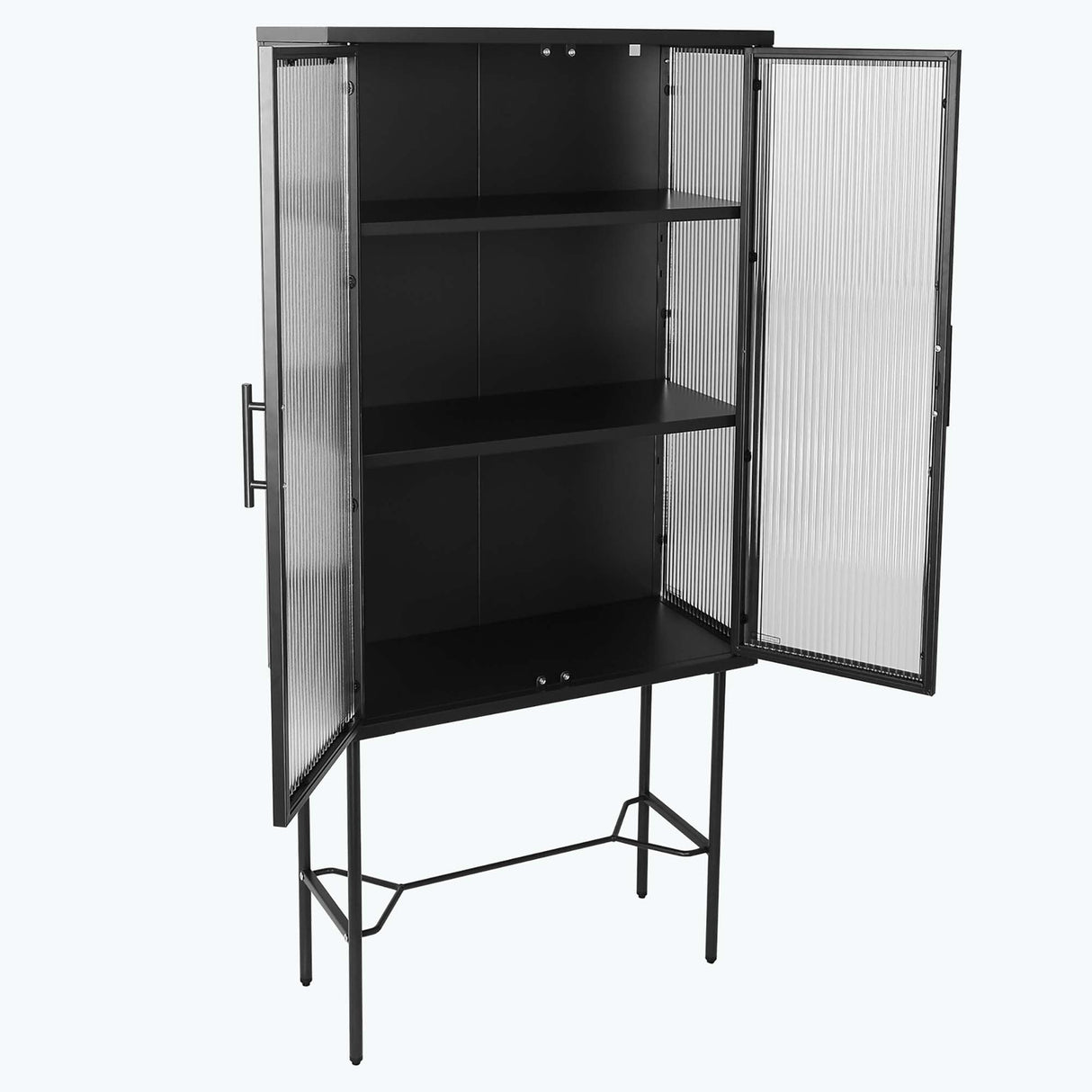 Living Room Display Cabinet with 2 Glass Doors with Adjustable Shelves