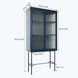 Living Room Display Cabinet with 2 Glass Doors with Adjustable Shelves
