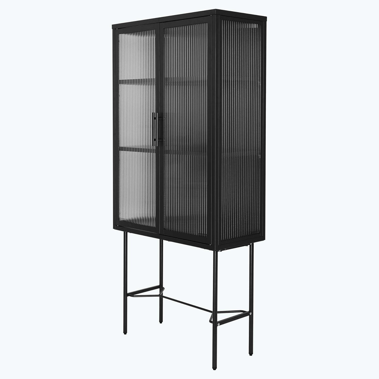 Living Room Display Cabinet with 2 Glass Doors with Adjustable Shelves